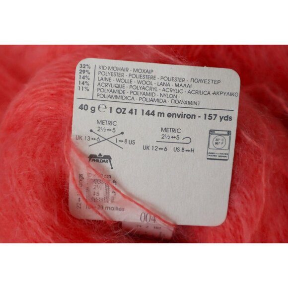 7 Balls of Phildar Cecilia Mohair Yarn Coral Discontinued Same Dye Lot 004 - Picture 4 of 4